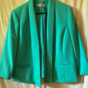 Gently Worn Turquoise Kasper Flyaway Jacket